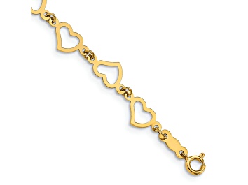 Picture of 14K Yellow Gold Flat Open Hearts Bracelet