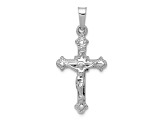 Rhodium Over 14K White Gold Polished INRI Crucifix Pendant