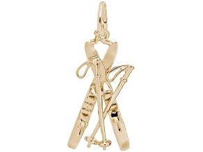 14K Yellow Gold Skis Charm