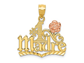 14k Yellow Gold and 14k Rose Gold Diamond-Cut and Textured #1 Madre Pendant