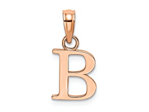 14k Rose Gold Polished Block Letter B Initial Pendant