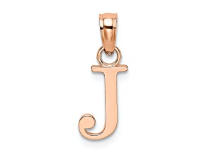 14k Rose Gold Polished Block Letter J Initial Pendant