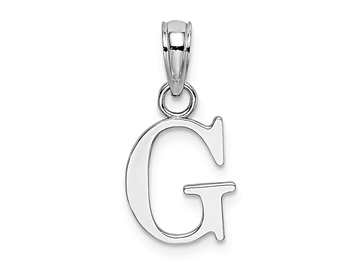 Rhodium Over 14k White Gold Polished Block Letter G Initial Pendant