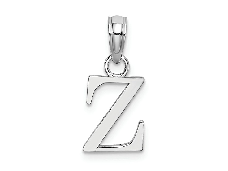 Rhodium Over 14k White Gold Polished Block Letter Z Initial Pendant