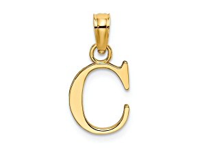 14k Yellow Gold Polished Block Letter C Initial Pendant