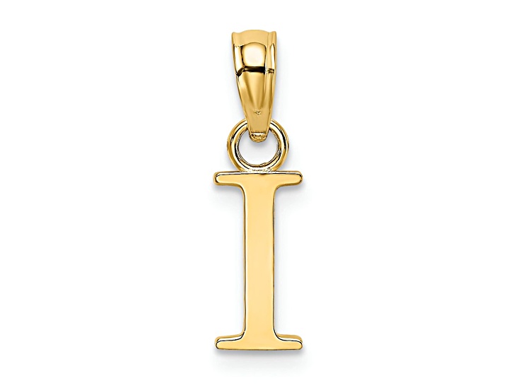 14k Yellow Gold Polished Block Letter I Initial Pendant