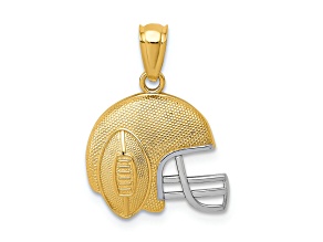 14k Two-tone Gold Satin Textured Polished 3D Football Helmet Pendant