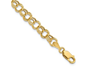 14k Yellow Gold 6mm Double Link Charm Bracelet