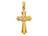 14K Yellow Gold Polished Cross X Center Charm Pendant