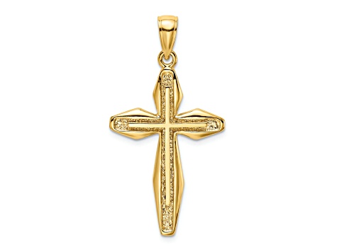 14k Yellow Gold Textured Cross Charm