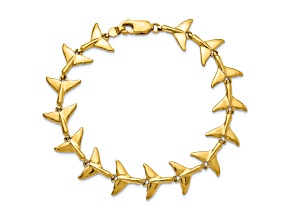 14k Yellow Gold Whale Tail Link Bracelet