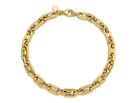 14K Yellow Gold Polished Link Men's Bracelet