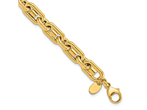 14K Yellow Gold Polished Link Men's Bracelet