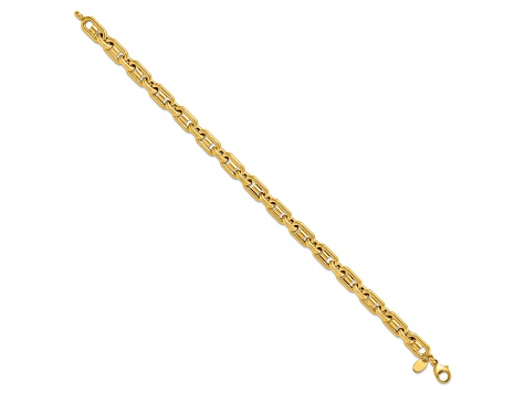 14K Yellow Gold Polished Link Men's Bracelet