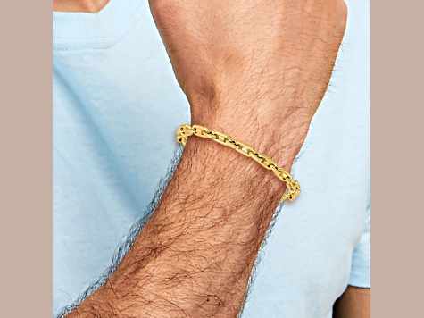 14K Yellow Gold Polished Link Men's Bracelet