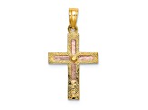 14k Yellow Gold and 14k Rose Gold Polished Cross Charm