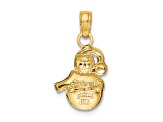 14K Yellow Gold with Rhodium Snowman Charm Pendant