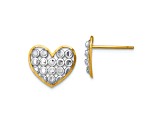 14K Two-tone Gold Diamond-Cut Heart Stud Earrings