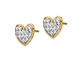 14K Two-tone Gold Diamond-Cut Heart Stud Earrings