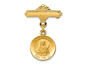 14k Yellow Gold Satin Saint Lucy Medal Pin