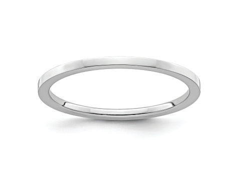 Rhodium Over 10K White Gold 1.2mm Flat Stackable Expressions Band