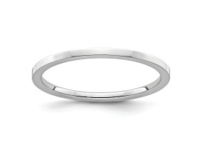 Rhodium Over 10K White Gold 1.2mm Flat Stackable Expressions Band