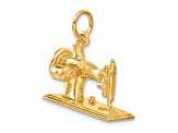 14k Yellow Gold Antique Sewing Machine Charm Pendant