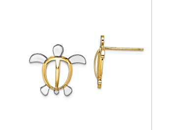 Picture of 14K Yellow Gold and Rhodium Over 14K Yellow Gold Sea Turtle Stud Earrings