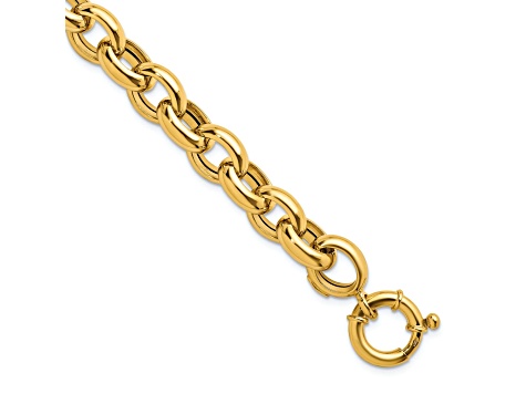 18K Yellow Gold 11mm Open Link Cable 8 inch Bracelet