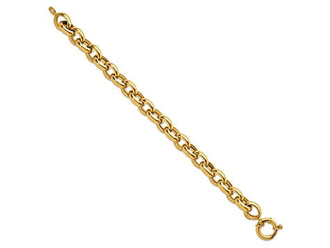 18K Yellow Gold 11mm Open Link Cable 8 inch Bracelet