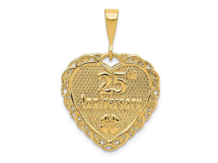 14k Yellow Gold orders Textured Heart Pendant Charm CZ