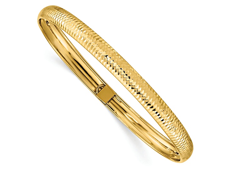14K Yellow Gold Textured Flexible Bangle 14MQJA JTV