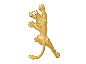 14k Yellow Gold Brushed and Diamond-Cut Panther Slide Pendant