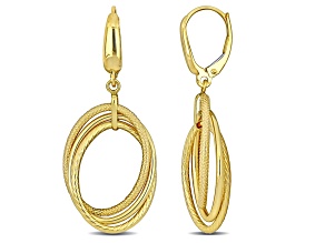 Open Triple Oval Hanging Earrings In 10K Yellow Gold