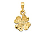14k Yellow Gold Polished and Textured Four Leaf Clover Pendant