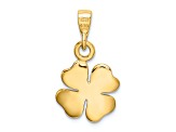 14k Yellow Gold Polished and Textured Four Leaf Clover Pendant