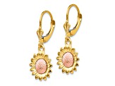 14k Yellow and Rose Gold Polished Sunflower Dangle Earrings