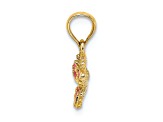 14k Yellow Gold Textured Pink Enamel Mini Butterfly Charm