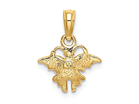 14k Yellow Gold Textured Pink Enamel Mini Butterfly Charm