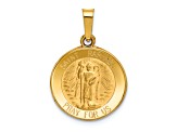 14k Yellow Gold Polished and Satin Saint Raphael Medal Pendant