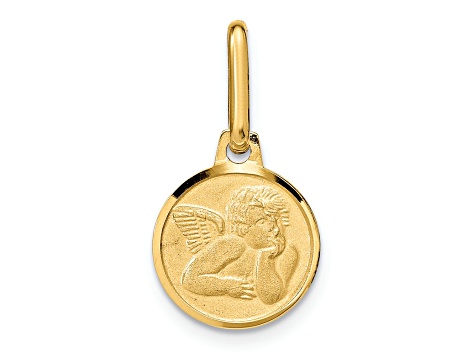 14K Yellow Gold Polished and Matte Angel Pendant