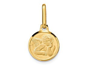 14K Yellow Gold Polished and Matte Angel Pendant