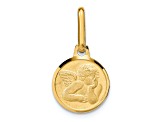 14K Yellow Gold Polished and Matte Angel Pendant