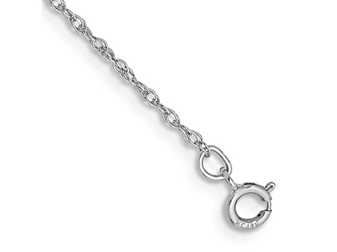 Rhodium Over 14k White Gold 0.8mm Polished Baby Rope Link Bracelet