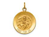14K Yellow Gold Solid Polished/Satin Small Round St. Michael Medal
