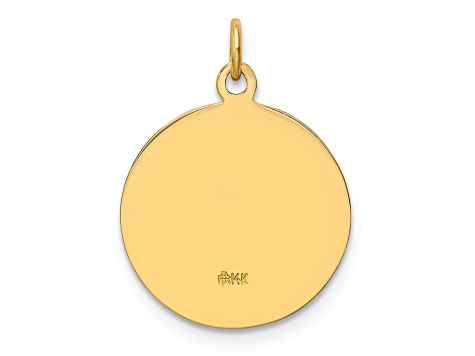 14K Yellow Gold Solid Polished/Satin Small Round St. Michael Medal