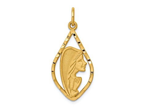 14k Yellow Gold Diamond-Cut and Brushed Blessed Mary Pendant - 14Q4WA ...