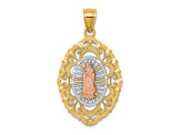 14K Yellow, Rose and White Gold Our Lady of Guadalupe Pendant