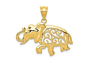 14k Yellow Gold Filigree Elephant Pendant