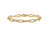 14K Yellow Gold Polished Textured Oval Link Bracelet